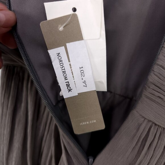 JCrew Silk Wedding Party Dress Size 8 Petite Gray Pleated Bodice New - Picture 15 of 16